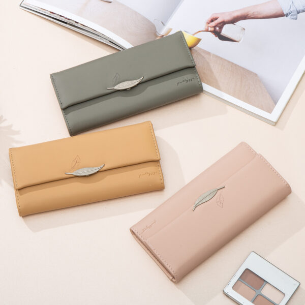 Hipster Style Leaf Buckle Simple Long Wallet Ladies - Image 3