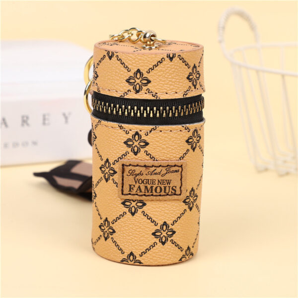 Creative Bucket Coin Purse Vintage Printed Mini Lipstick Key Storage Car Key Chain Pendant - Image 5