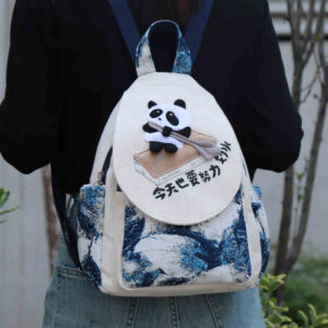 Creative Cartoon Lightweight Canvas Bag Multi-compartment Lightweight Casual Backpack