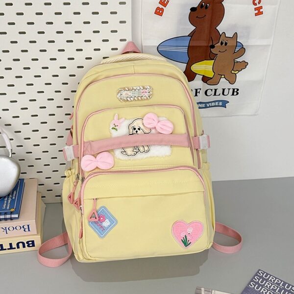 Large Capacity Contrast Color Junior High School University Style Travel Backpack - Image 7