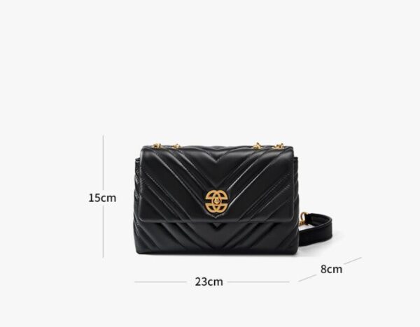 Women's Cowhide Diamond Chain Square Shoulder Messenger Bag - Image 8