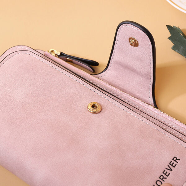 Women's Long Wallet Trifold Matte Leather Clutch - Image 2