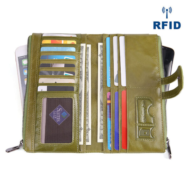 Retro Women's Leather Wallet Fashion Rfid Long Wallet - Image 5