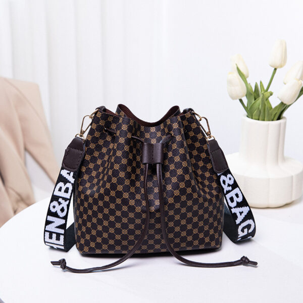 Printed Bucket Bag PU Multi Layer Soft Leather Women's Fashion Simple Shoulder Bag Fashion Women's Crossbody Bag - Image 7