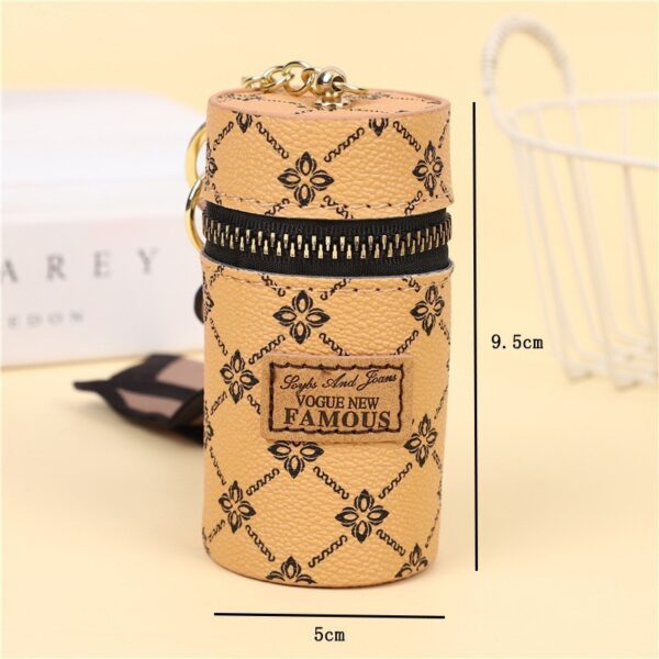 Creative Bucket Coin Purse Vintage Printed Mini Lipstick Key Storage Car Key Chain Pendant - Image 3