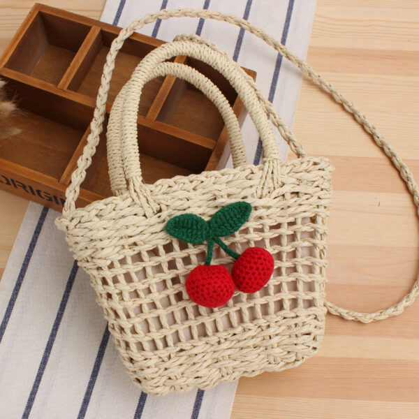 Cherry Paper Rope Woven Cute Vacation Beach Bag - Image 6