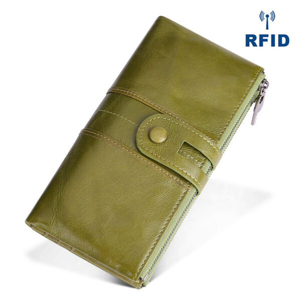 Retro Women's Leather Wallet Fashion Rfid Long Wallet - Image 3