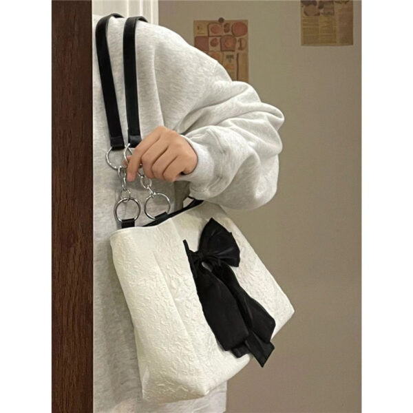 Bow Tote Large Capacity Canvas Shoulder Bag - Image 2