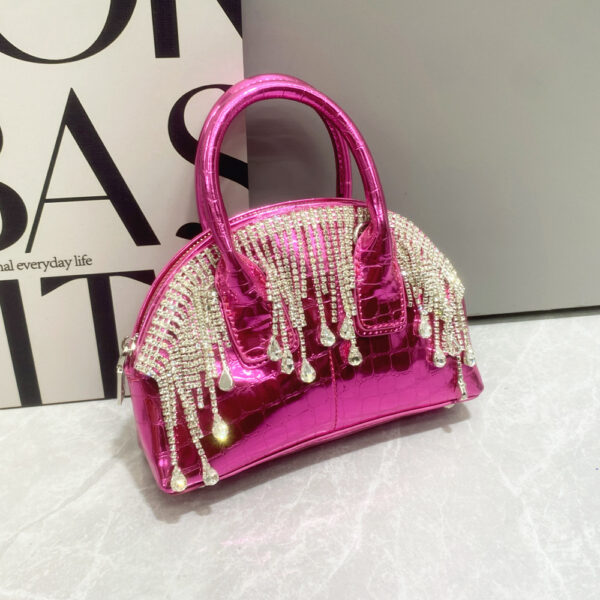 One-shoulder Crossbody Glossy Diamond Tassel Handbags - Image 3