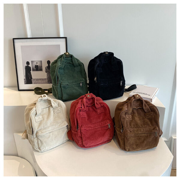Daily Matching Corduroy Backpack For Women - Image 3