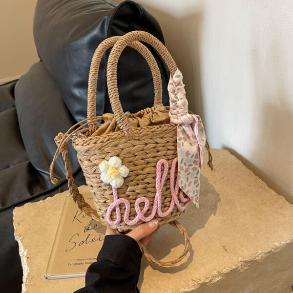 Woven Handbag Women's Fashion Letter Straw Cross Body Bag - Image 7