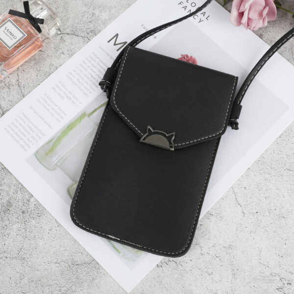 Touch Screen Women's Cat Metal Decoration Transparent Magic Multifunctional Mobile Phone Bag - Image 5