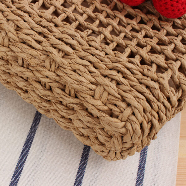 Cherry Paper Rope Woven Cute Vacation Beach Bag - Image 3