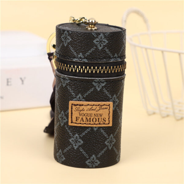 Creative Bucket Coin Purse Vintage Printed Mini Lipstick Key Storage Car Key Chain Pendant - Image 4