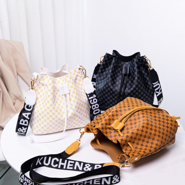 Printed Bucket Bag PU Multi Layer Soft Leather Women's Fashion Simple Shoulder Bag Fashion Women's Crossbody Bag - Image 2