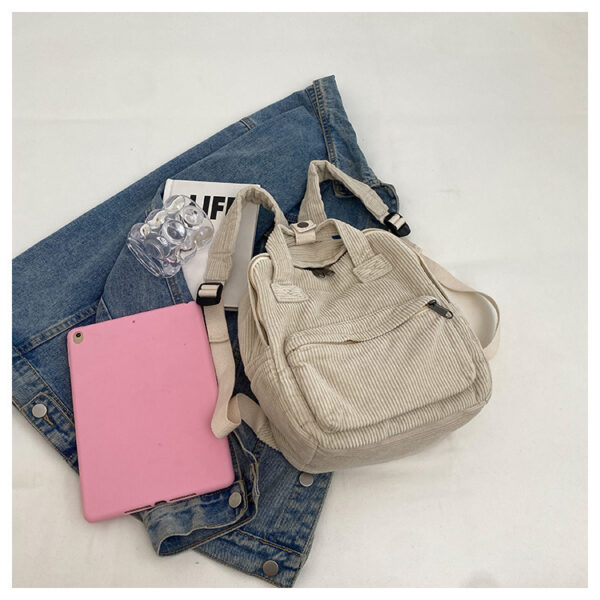 Daily Matching Corduroy Backpack For Women - Image 4