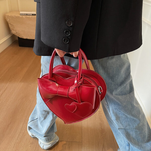 Bow Heart Bag Fashion Portable Shoulder Messenger Bag - Image 3