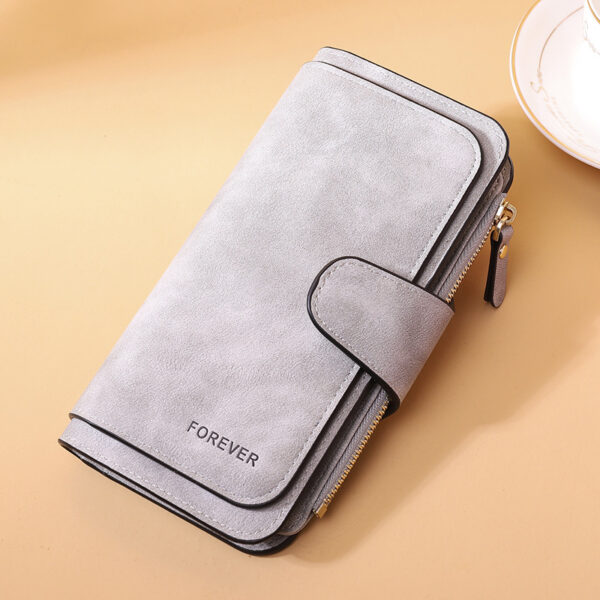 Women's Long Wallet Trifold Matte Leather Clutch - Image 8