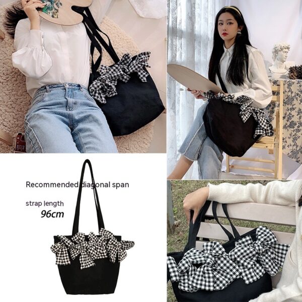 Large-capacity Three-dimensional Plaid Big Bow Crossbody Bag - Image 4