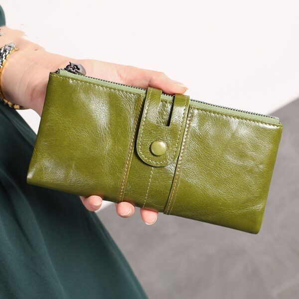 Retro Women's Leather Wallet Fashion Rfid Long Wallet - Image 2