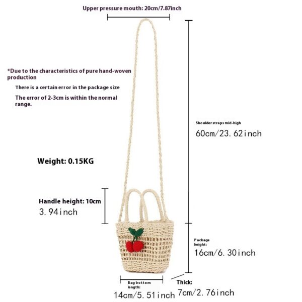 Cherry Paper Rope Woven Cute Vacation Beach Bag - Image 5