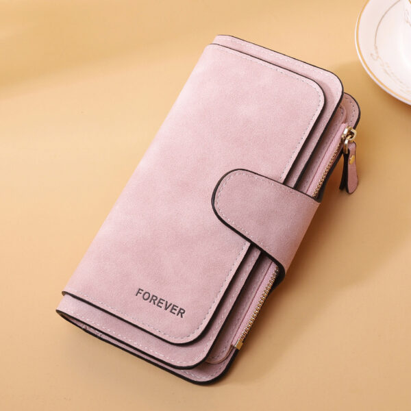 Women's Long Wallet Trifold Matte Leather Clutch - Image 7