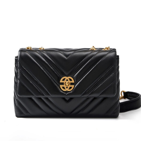 Women's Cowhide Diamond Chain Square Shoulder Messenger Bag - Image 3