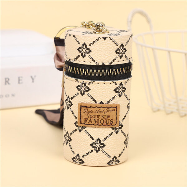 Creative Bucket Coin Purse Vintage Printed Mini Lipstick Key Storage Car Key Chain Pendant - Image 7