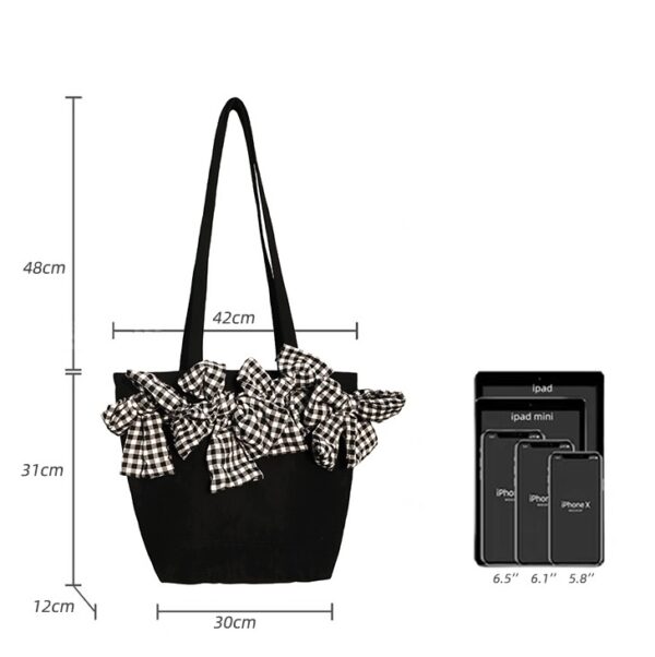 Large-capacity Three-dimensional Plaid Big Bow Crossbody Bag - Image 7