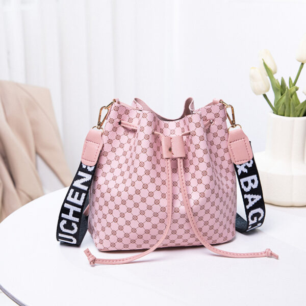 Printed Bucket Bag PU Multi Layer Soft Leather Women's Fashion Simple Shoulder Bag Fashion Women's Crossbody Bag - Image 5