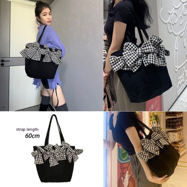 Large-capacity Three-dimensional Plaid Big Bow Crossbody Bag - Image 3