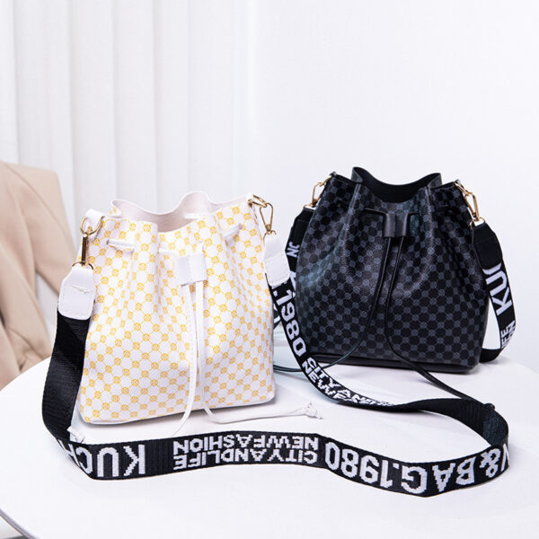 Printed Bucket Bag PU Multi Layer Soft Leather Women's Fashion Simple Shoulder Bag Fashion Women's Crossbody Bag - Image 3
