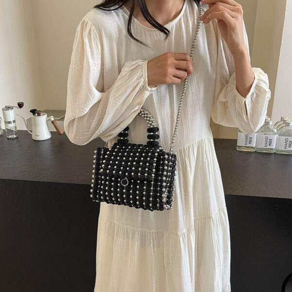 Dinner Dress Portable Beaded Weave Pearl Bag - Image 4