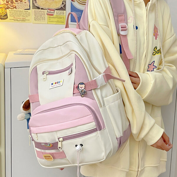Fashion Color Contrast Large Capacity Travel Backpack - Image 3