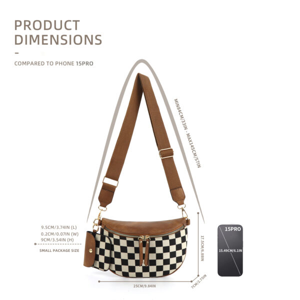 Plaid Waist Trendy All-match Messenger Bag - Image 4