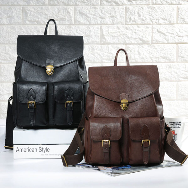 Women's First Layer Cowhide Vintage Backpack - Image 3