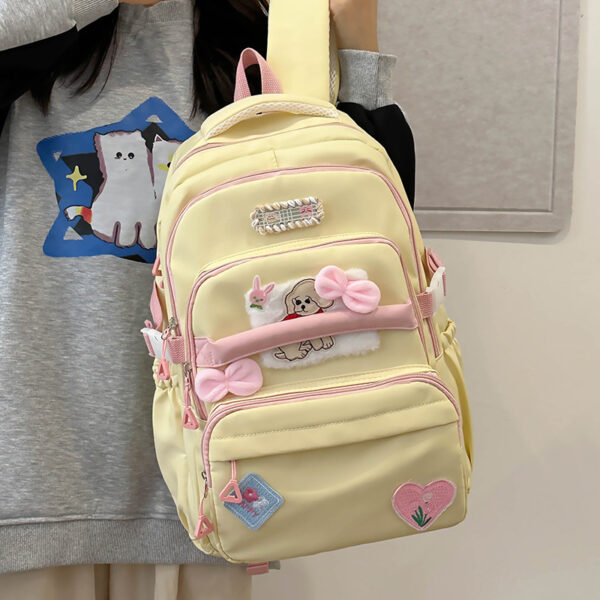 Large Capacity Contrast Color Junior High School University Style Travel Backpack - Image 2