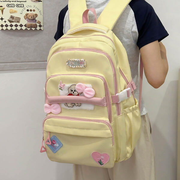 Large Capacity Contrast Color Junior High School University Style Travel Backpack - Image 4