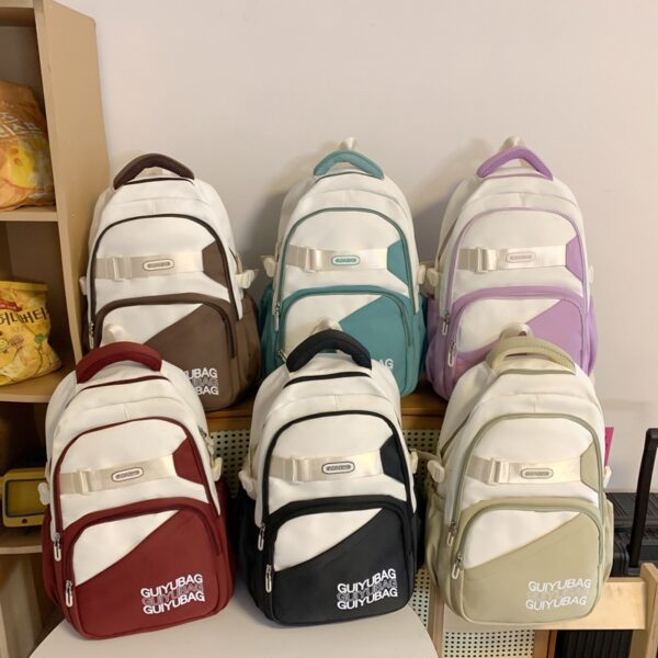Large Capacity Lightweight Simple Textured Backpack - Image 3
