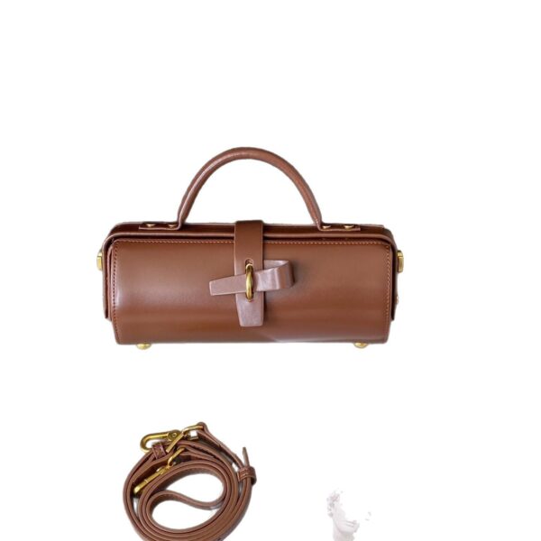First Layer Cowhide Underarm Single Shoulder Cylinder Messenger Bag - Image 5