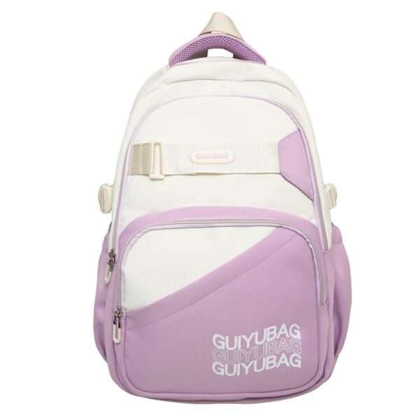 Large Capacity Lightweight Simple Textured Backpack - Image 8