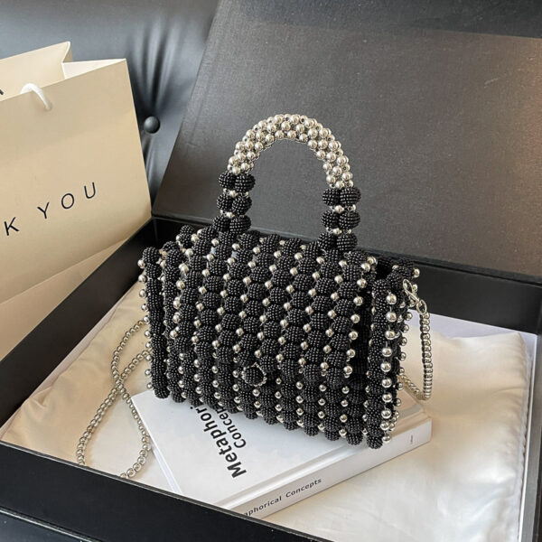 Dinner Dress Portable Beaded Weave Pearl Bag - Image 6