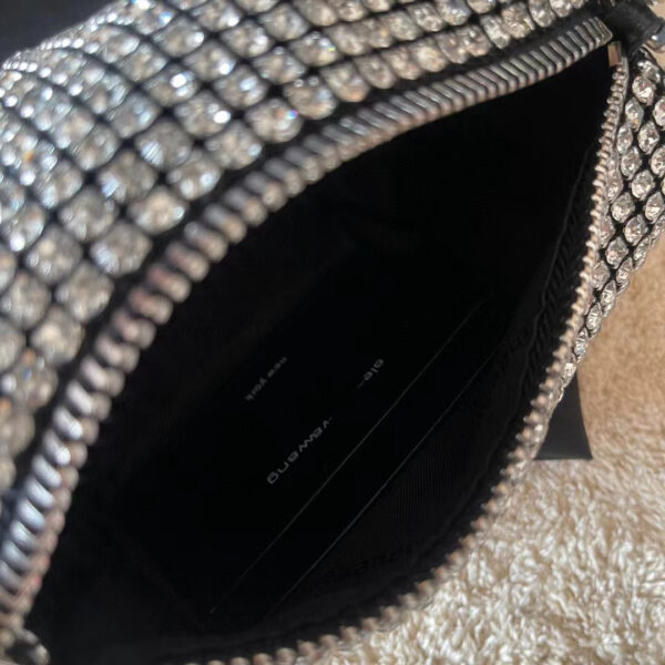 Small Square Bag Portable Rhinestone Satin Surface - Image 2