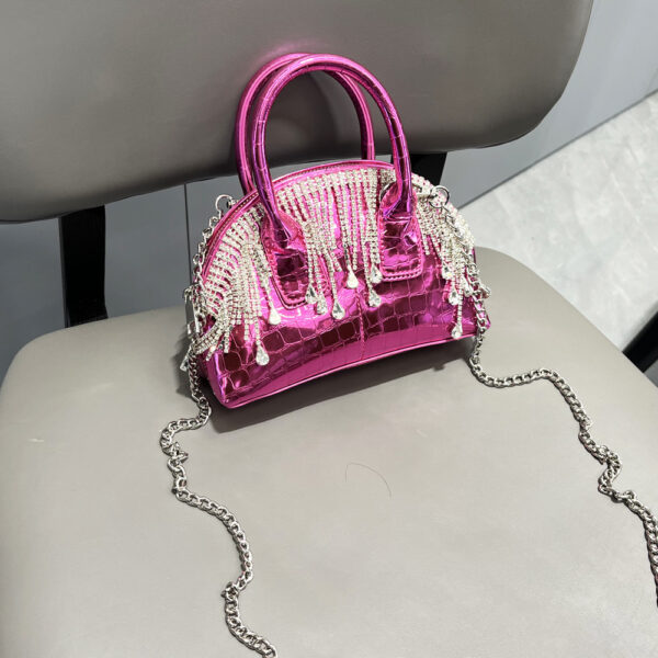 One-shoulder Crossbody Glossy Diamond Tassel Handbags - Image 8