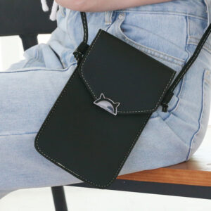Touch Screen Women's Cat Metal Decoration Transparent Magic Multifunctional Mobile Phone Bag