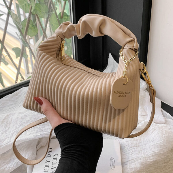 Women Fashion Crossbody Bag PU Leather Pleated Cloud Small Tote Bags Casual Simple Elegant Temperament Messenger Bags - Image 4