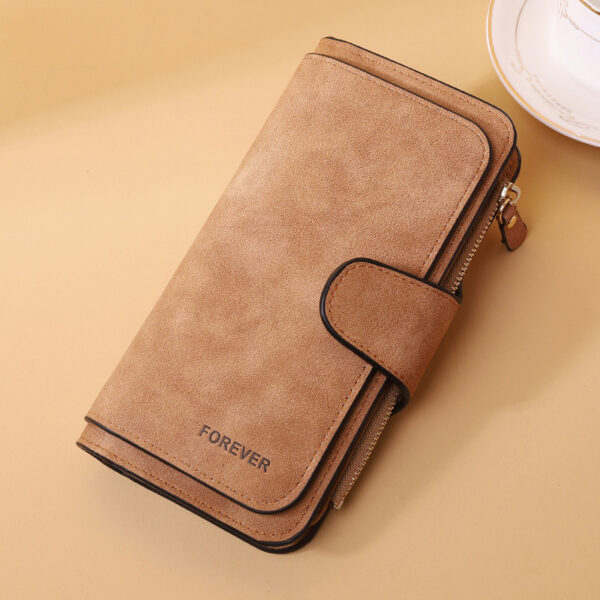 Women's Long Wallet Trifold Matte Leather Clutch - Image 9