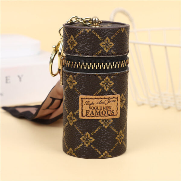Creative Bucket Coin Purse Vintage Printed Mini Lipstick Key Storage Car Key Chain Pendant - Image 6