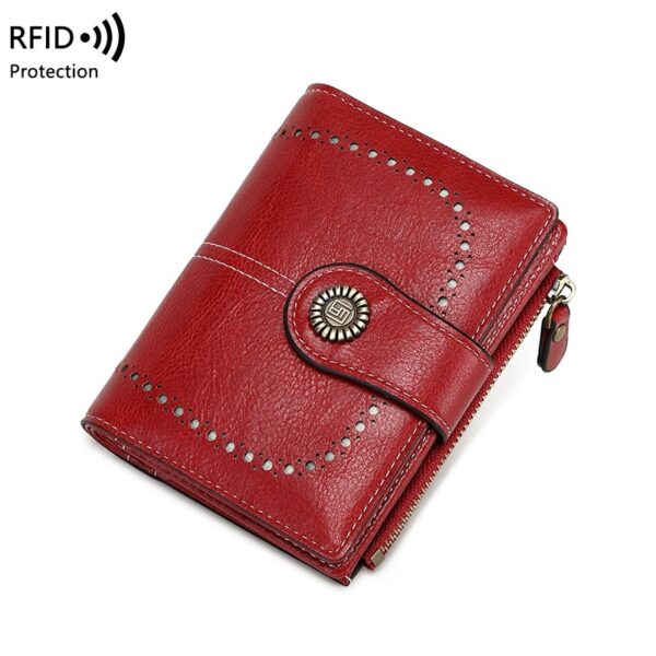 RFID Anti-theft Swiping Women's Wallet Multiple Card Slots Buckle Wallet - Image 3