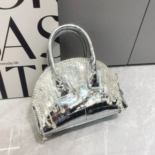 One-shoulder Crossbody Glossy Diamond Tassel Handbags - Image 6